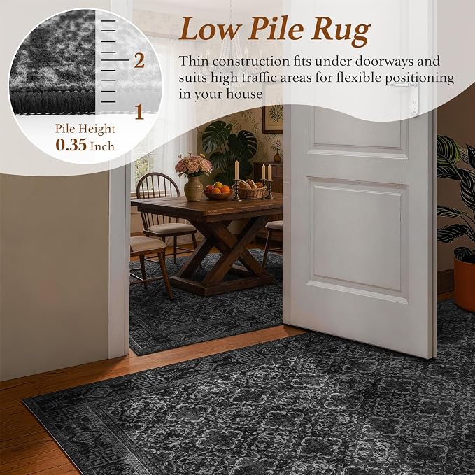 LIANLAM 5x7 Washable Area Rug, Vintage Boho Traditional Pattern, Non-Slip Stain - Image 7