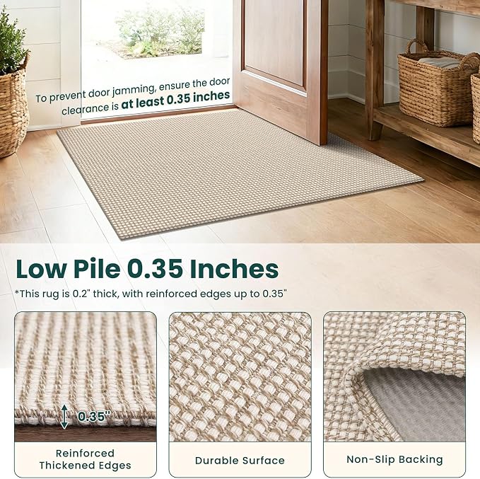 KOZYFLY Washable Area Rug 4x6 ft Non Slip Rubber Backed Living Room Rugs - Image 4