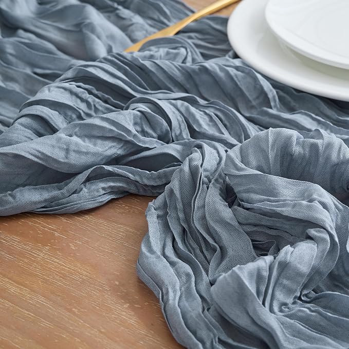 Asee'm 4pcs Dusty Blue Cheesecloth Table Runner Summer 10FT Gauze Rustic | Boho - Image 4