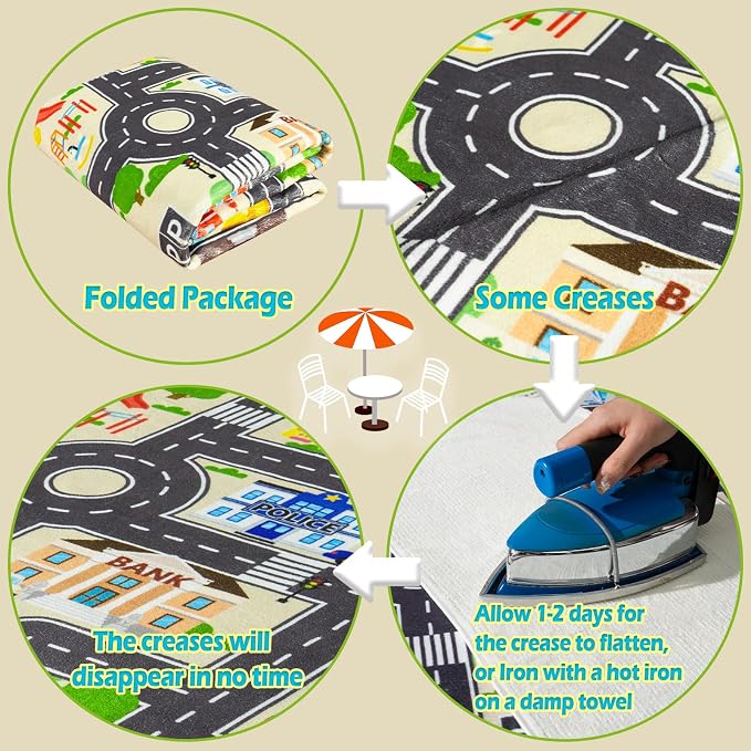 Car Rug Play Mat for Kids Toy Cars, City Road Traffic Playmat for Kid Bedroom - Image 8