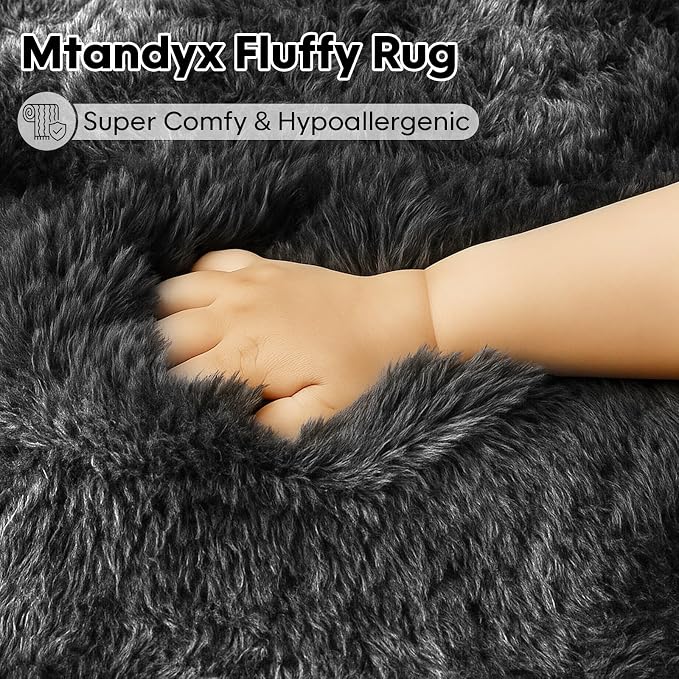 6x9 Rugs for Living Room, Rugs for Bedroom, Plush Fluffy Carpet, Non-Slip - Image 2