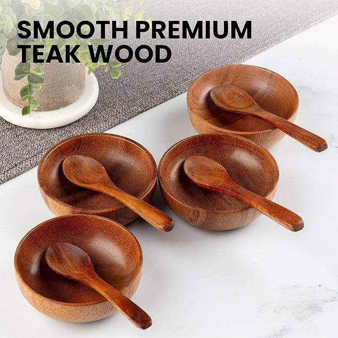 Zulay Kitchen Teak Wood Dipping Bowls - Image 4