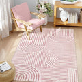 Lahome Abstract Washable Rugs, 4x6 Pink Rug by Lahome