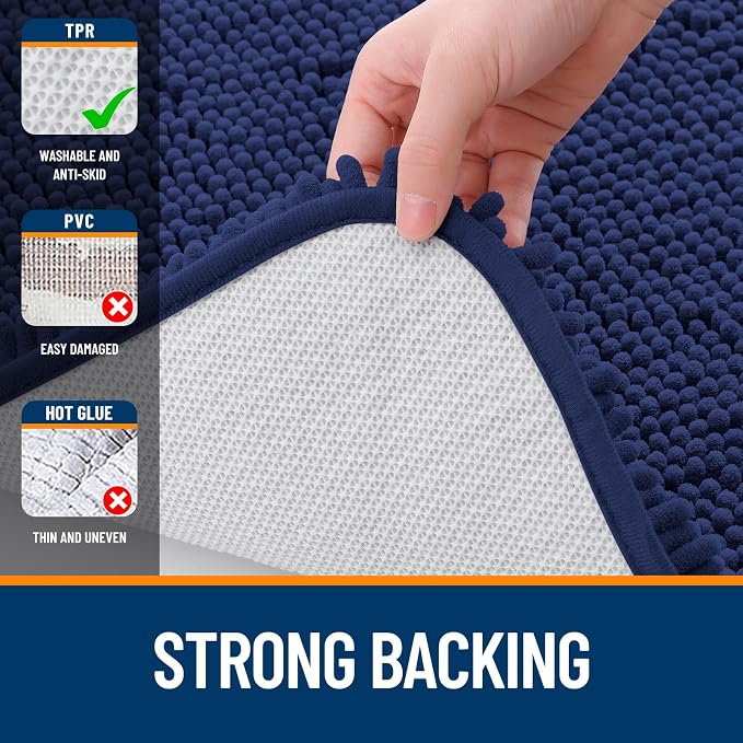 OLANLY Bathroom Runner Rugs 47x24, Soft Absorbent Chenille Bath Rugs, Rubber - Image 6