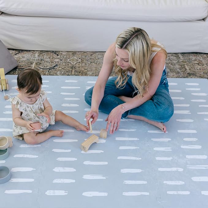 Baby Play Mats for Floor - Shoreline (6x6ft) - Premium EVA Foam Play Mat for Babies & Toddlers - Perfect for Tummy Time, Crawling, Playroom - Stylish & Comfortable Kids Play Mat