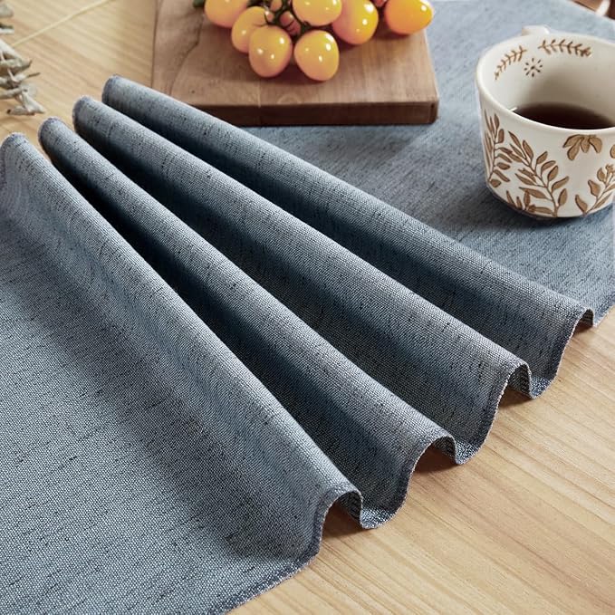 Cotton Linen Table Runner, 13x36 Inch, Dusty Blue - Image 5