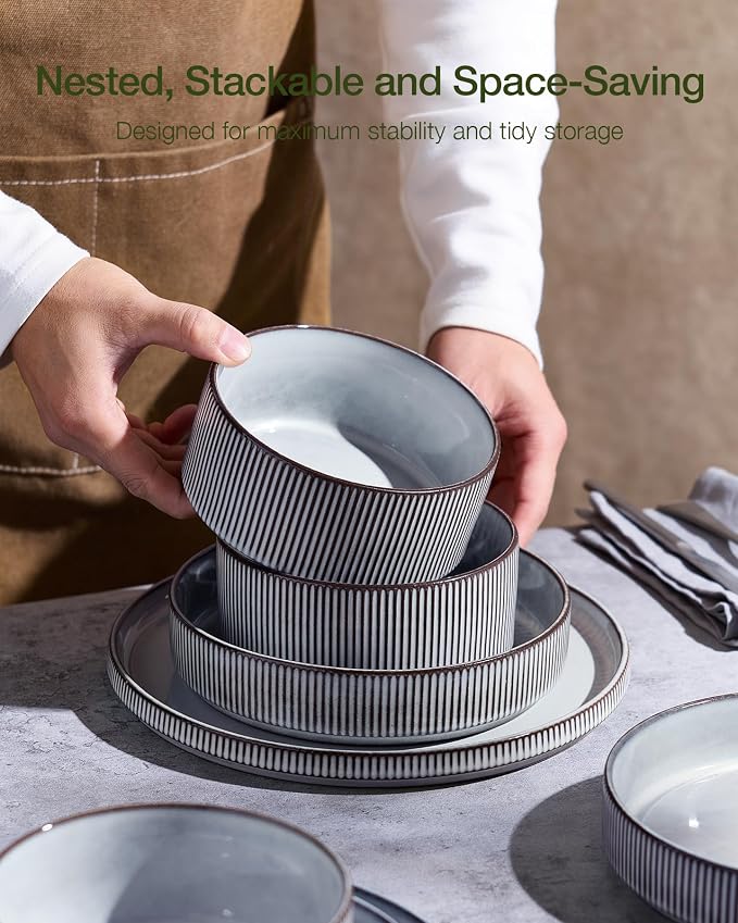 Famiware Star Stoneware Dinnerware Set, Reactive Glaze Plates & Bowls - Image 6