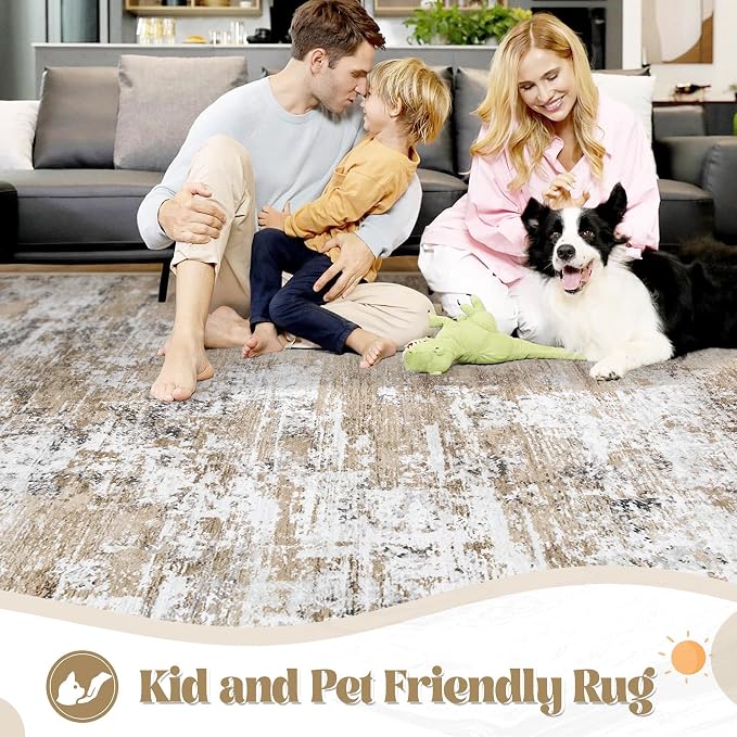 XLUEZ 2x7 Runner Rug for Hallway, Washable Modern Abstract Runner Rugs Neutral - Image 6