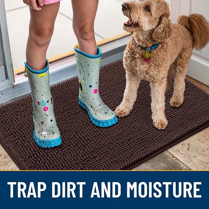 Smiry Dog Door Mat for Muddy Paws 70x35, Absorbent Dirt Trapper, Non-Slip - Image 3