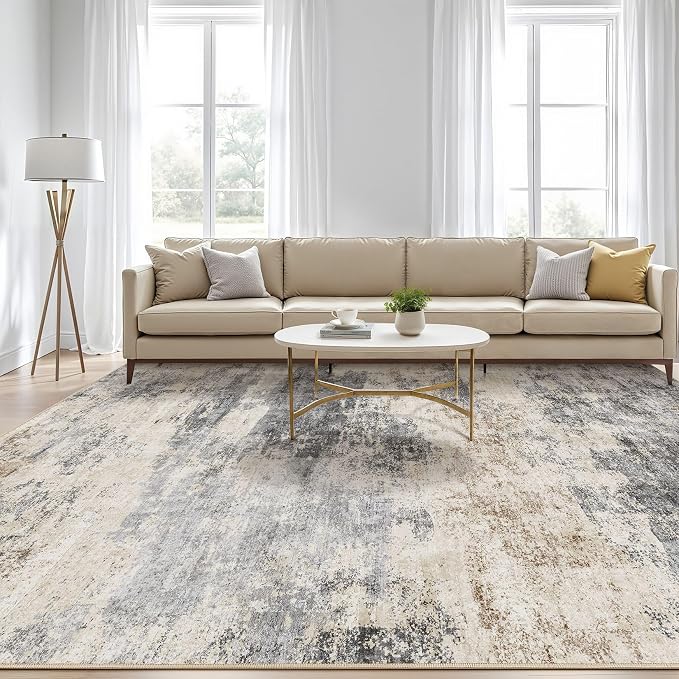 7x10 Area Rugs Living Room: Washable Large Abstract Modern Soft Rug Stain - Image 5