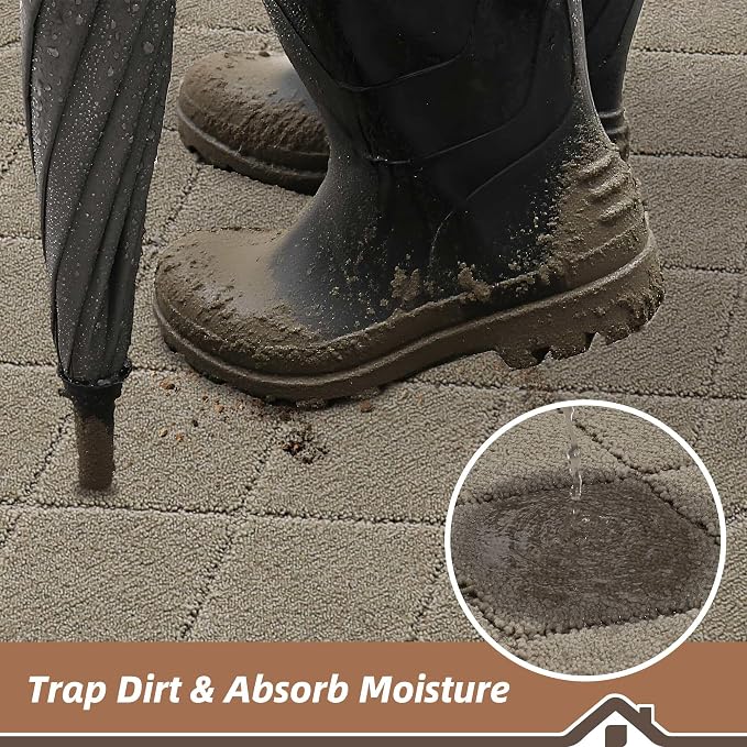 BEQHAUSE Dirt Trapper Door Mat 24" x 36", Doormat Non-Slip Entryway Rugs - Image 3