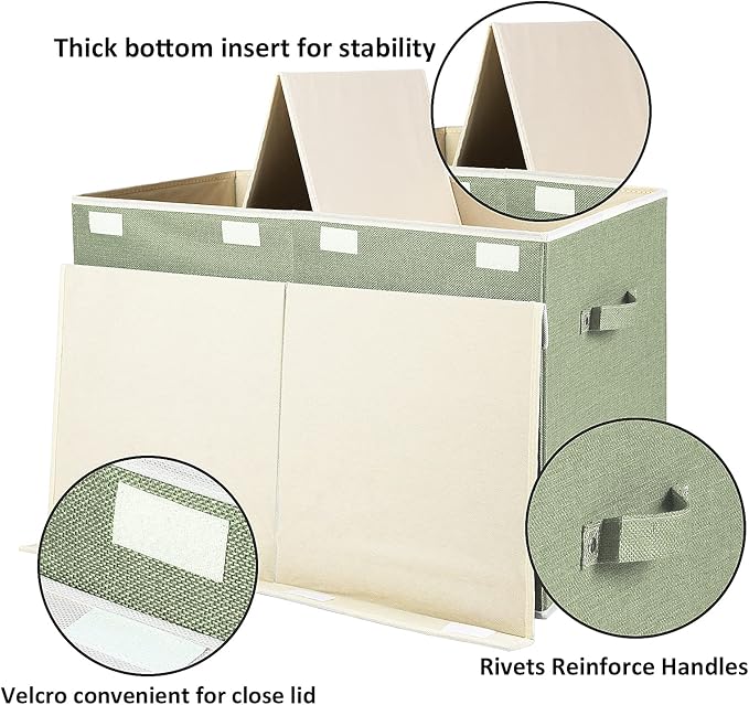 popoly Large Toy Box Chest with Lid, Collapsible Sturdy Toy Bin Storage Organizer Boxes Baskets for Kids, Boys, Girls, Nursery, Playroom, 25"x13" x16"