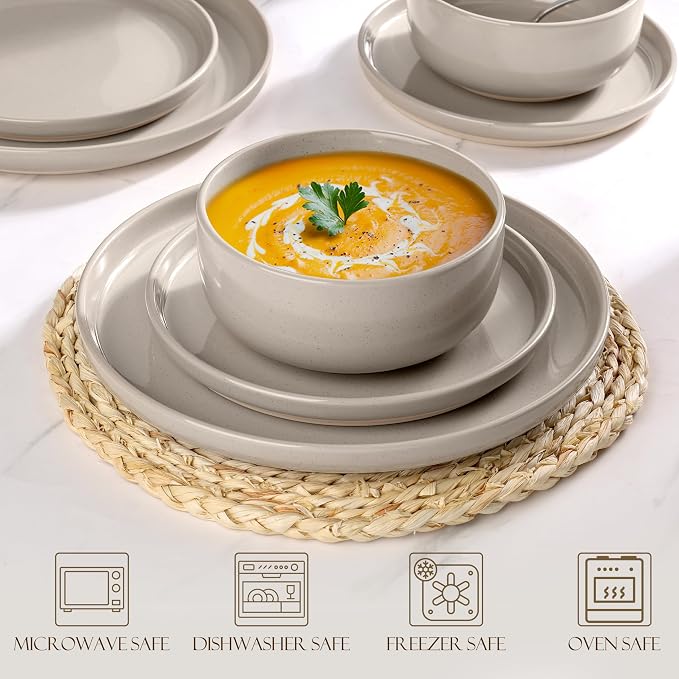 LIANYU Dinnerware Dishes Sets for 2, 6-Piece Stoneware Dinner Set, Ceramic - Image 5