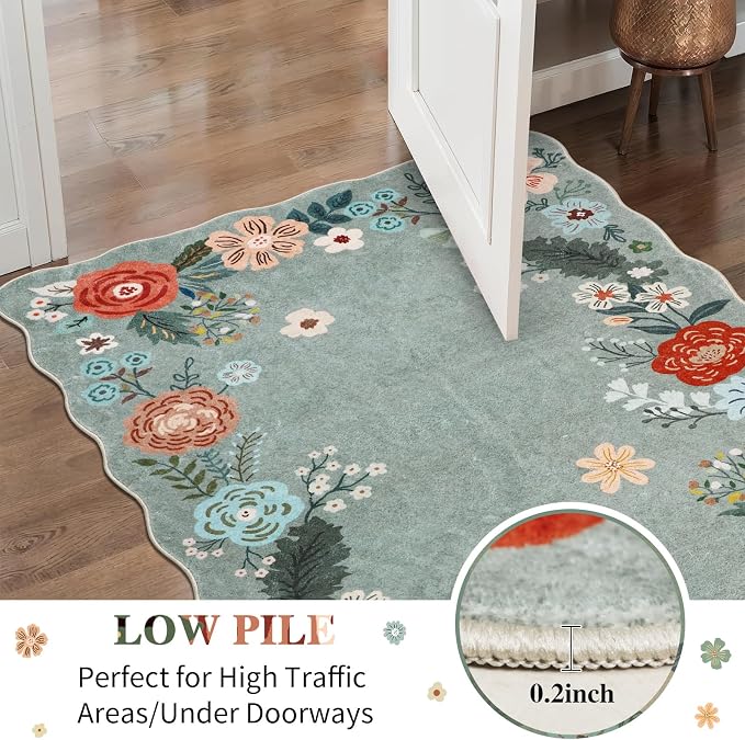Green Runner Rug, 3x10 Washable Rug Runners - Image 5
