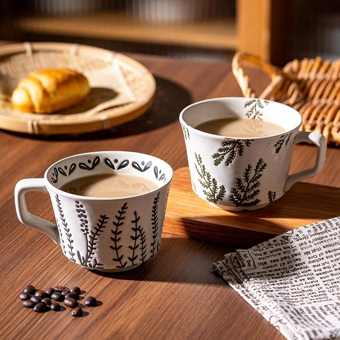 Coffee Mugs Set of 4 with Gold Spoon, 11 oz Porcelain Mug, Ceramic Tea Cups - Image 6