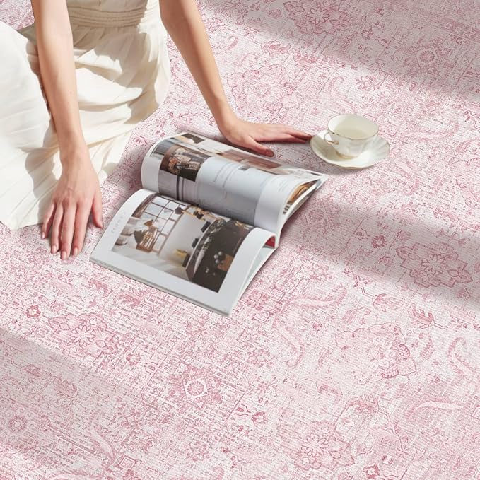 Rugxara 8x10 Area Rugs for Living Room Bedroom, Vintage Floral Retro Boho Non - Image 4