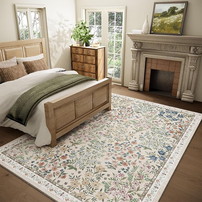 Machine Washable Rugs for Living Room: 6x9 Area Rugs for Bedroom Vintage Stain - Image 2