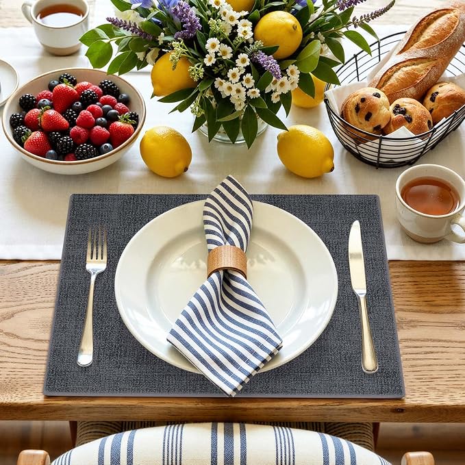 Faux Leather Heat Resistant Placemats 4 Packs, Waterproof Wipeable Dining PU - Image 8