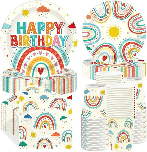 250 Pcs Retro Rainbow Birthday Party Decorations by Greencian