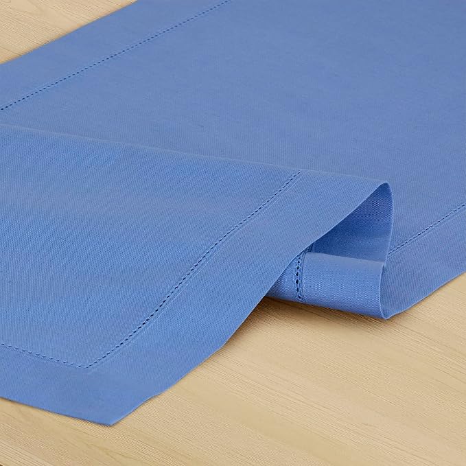 Solino Home Cotton Linen Table Runner Dusty Blue Hemstitch, 14 x 120 in | - Image 7