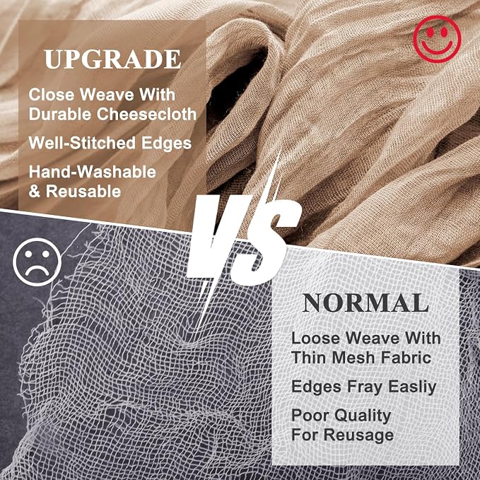 Cheesecloth Table Runner Nude Brown 10FT Boho Gauze Table Runners | 120 Inch - Image 4