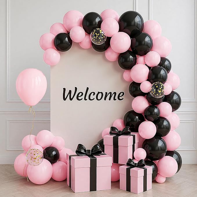 JOYIN 150 Pcs Pastel Pink Balloons, Different Sizes 18 12 10 5 Inch Pastel Pink Latex Balloon Arch Kit with Instruction for Birthday Decoration Party Graduation Wedding Holiday