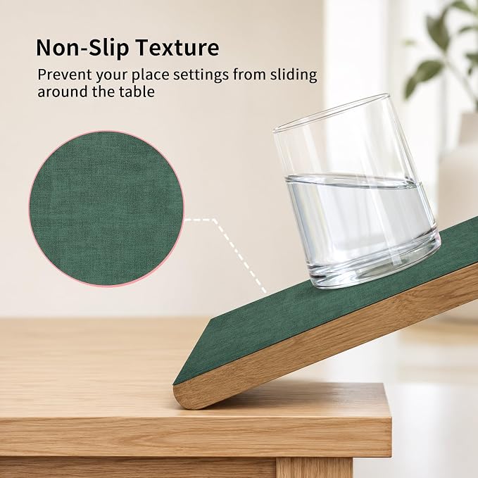 Maxpearl Faux Leather Placemats Set of 4, Dark Green | Waterproof - Image 5