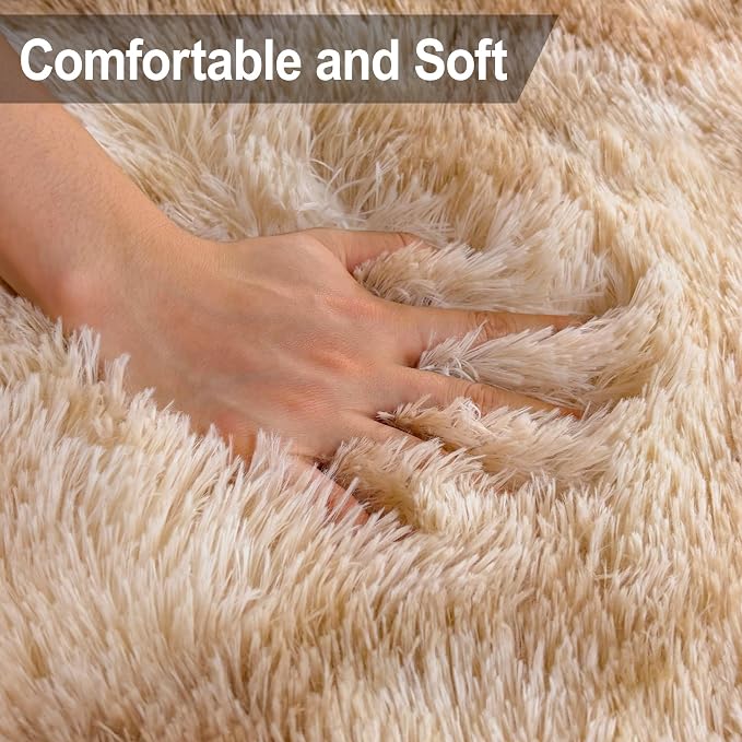 2x6 Soft Fluffy Beige Runner Rug - Image 5