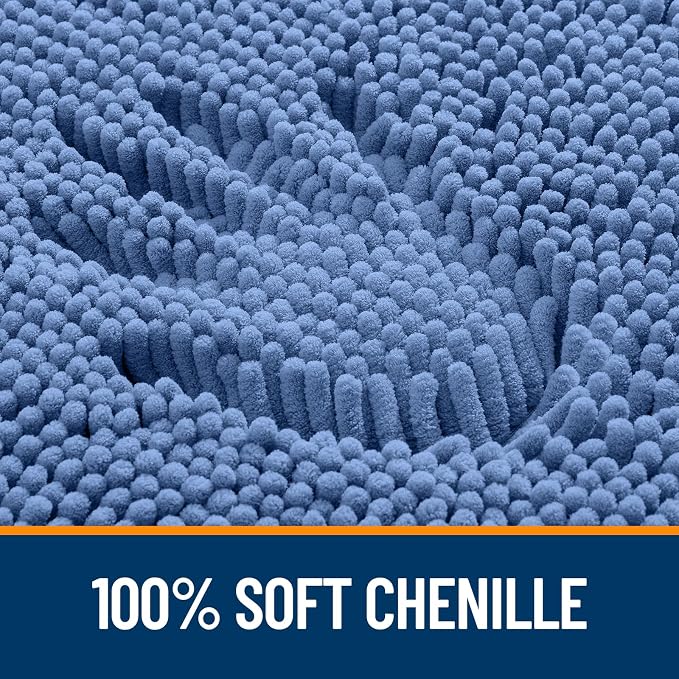 OLANLY Bathroom Runner Rugs 47x24, Soft Absorbent Chenille Bath Rugs, Rubber - Image 3