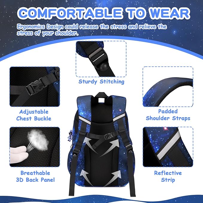 Kids Backpack for Girls Boys School Bags for Middle School Students Book Bag for Elementary Primary Kawaii Ita Backpack, Galaxy Astronaut