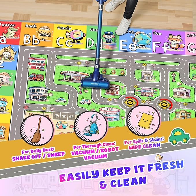 Kids Car Rug for Playroom, 9x12 Kids Play Mat - Image 6