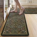 Collive Anti Fatigue Kitchen Mats, Spring Green Floral Kitchen Rugs Sets of 2 by Collive