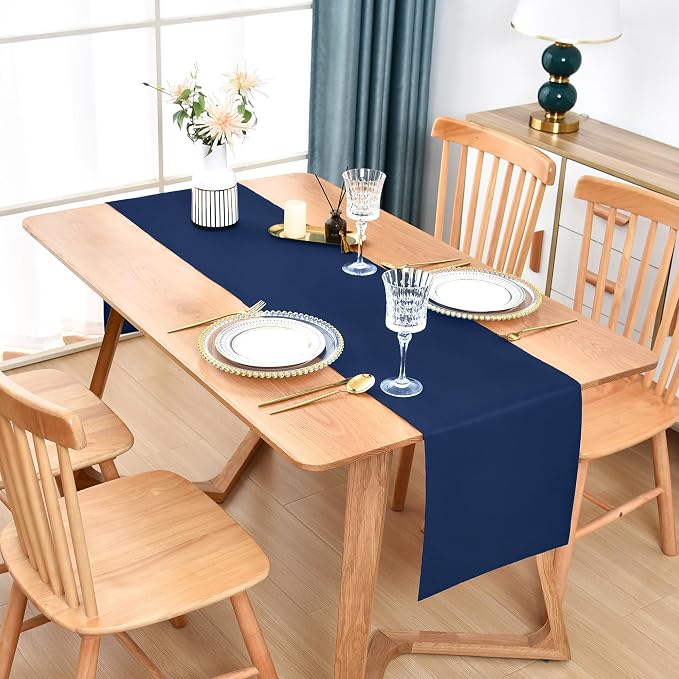 Farmhouse Navy Blue Table Runner Dining Table Runners 90 Inches Long Coffee - Image 2