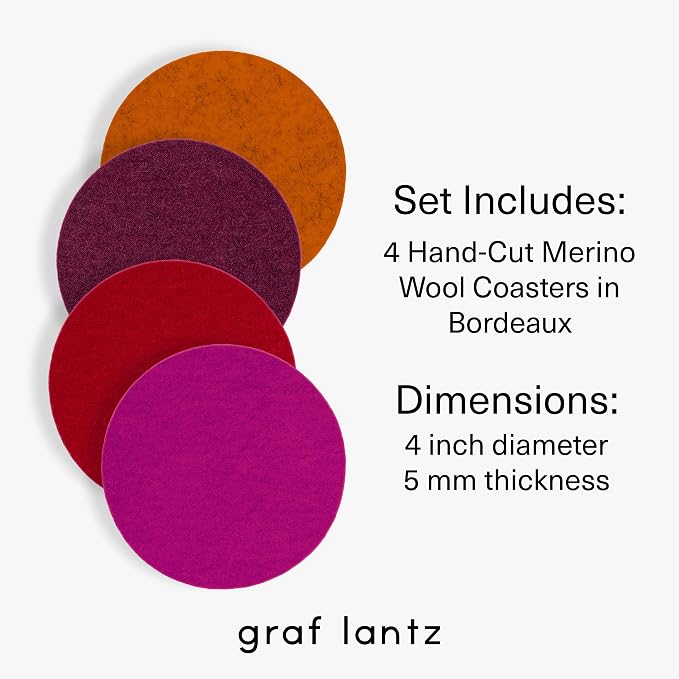 Graf Lantz - Bierfilzl Merino Wool Round Coasters Set of 4 - Bordeaux - Absorbs - Image 4