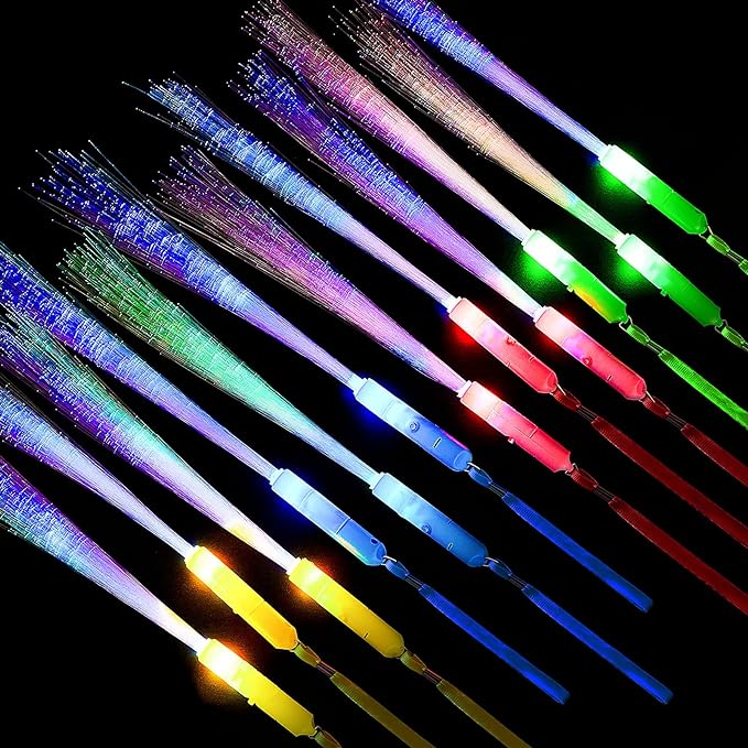 Skylety 36 Pcs Fiber Optic Wand, LED Fiber Optic Wand with 3 Light Modes, Glow Fibers Optics Sticks for Wedding Neon Party, New Year Party Favors, Bar Dj, Halloween, Christmas(Mixed Color)