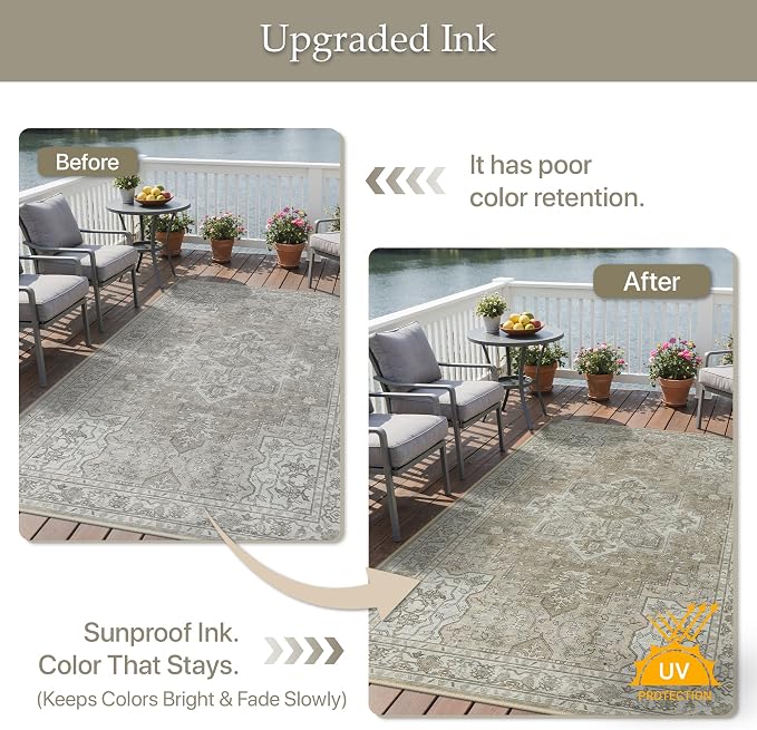 GENIMO Outdoor & Indoor Area Rug 6'x9', Waterproof, Non-Shedding, Easy Cleaning - Image 5