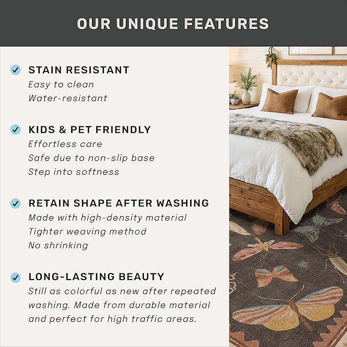 Washable Living Room Area Rug 5x7, Ultra Soft Carpet - Image 7