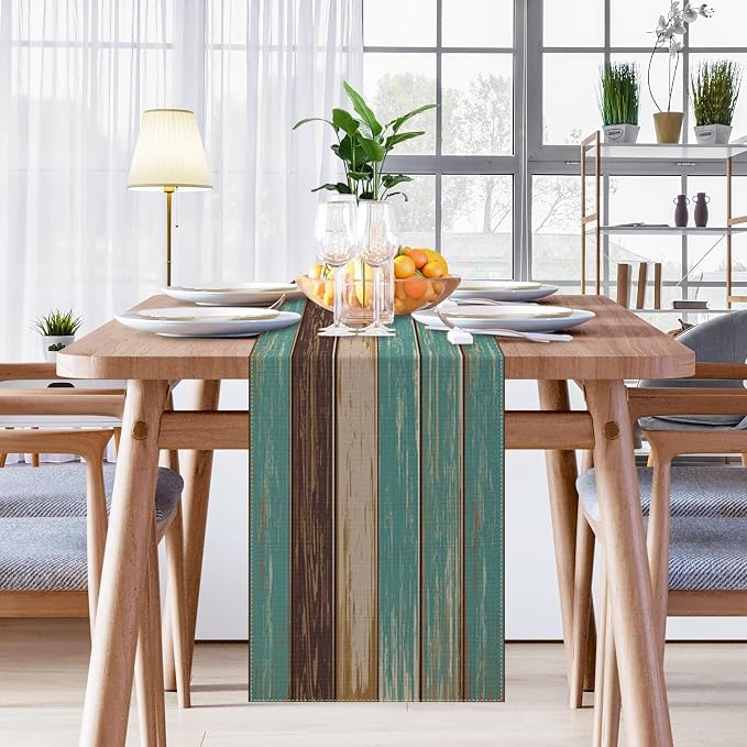 Emvency Table Runner, 13x60 Inch, Farmhouse Vintage Art | Painting Green Dining - Image 7