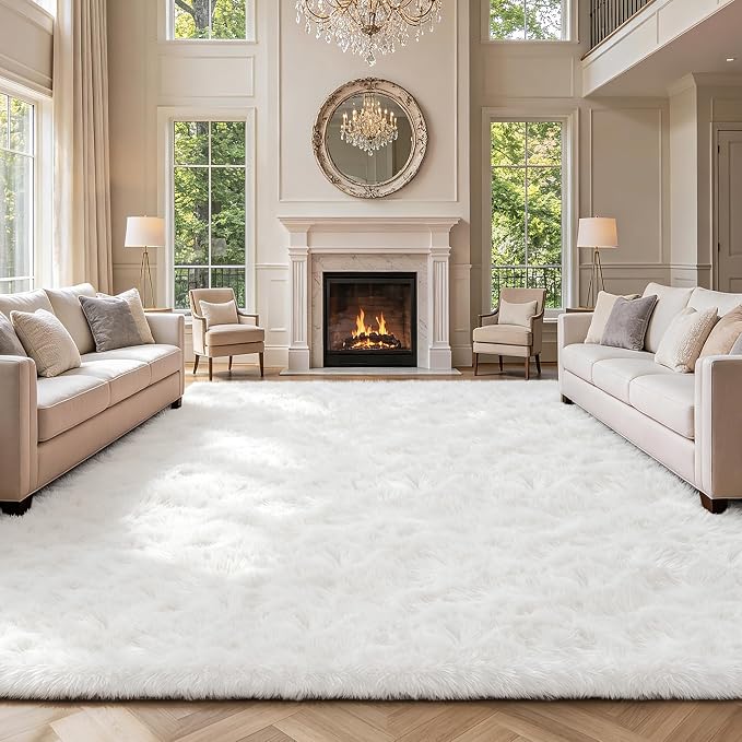 Shag Area Rugs for Bedroom Living Room, 4X6 Ultra Soft White Fluffy Area Rugs - Image 7