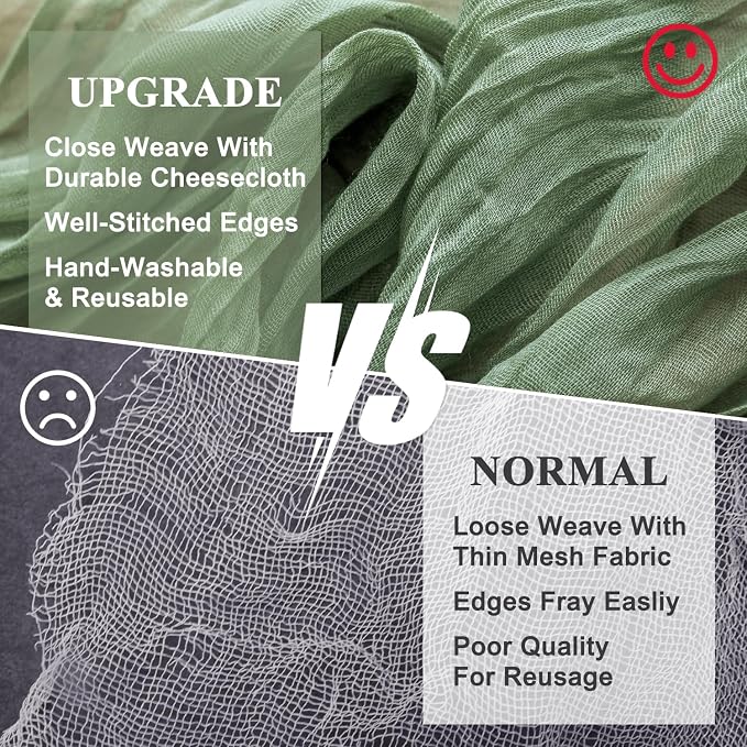 Cheesecloth Table Runner Sage Green 10FT Boho Gauze, 3 Pack | 120 Inch Cheese - Image 4
