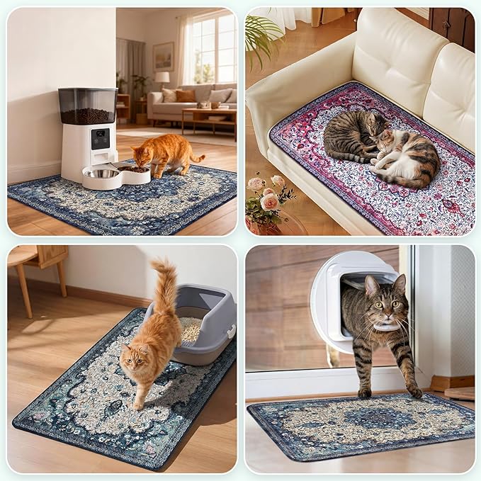 Hompet Cat Litter Mat 2 Pack, 28.5x60 Large Machine Washable Trapping Mats - Image 4