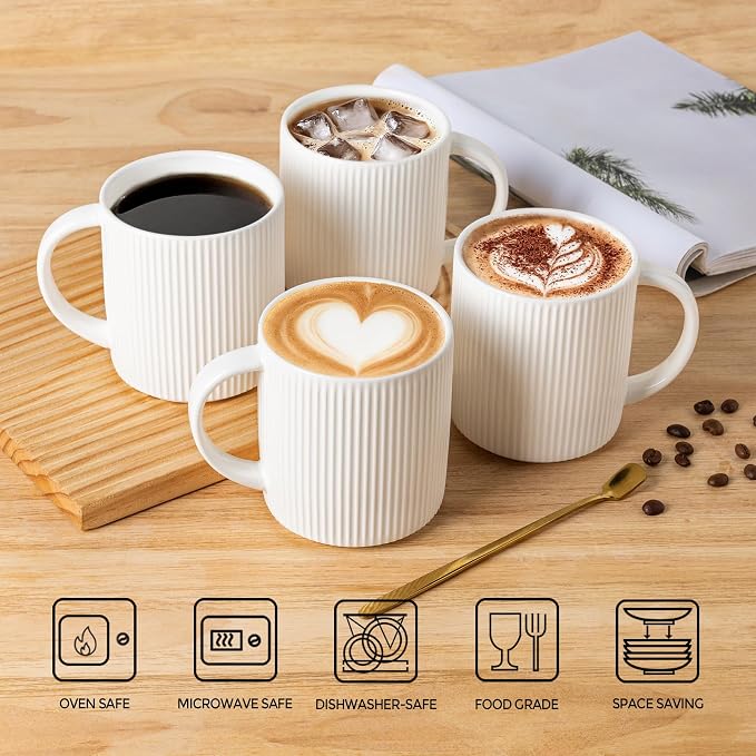 theterra Ceramic Coffee Mugs Set of 6, 14.2 oz Coffee Cups - Image 4