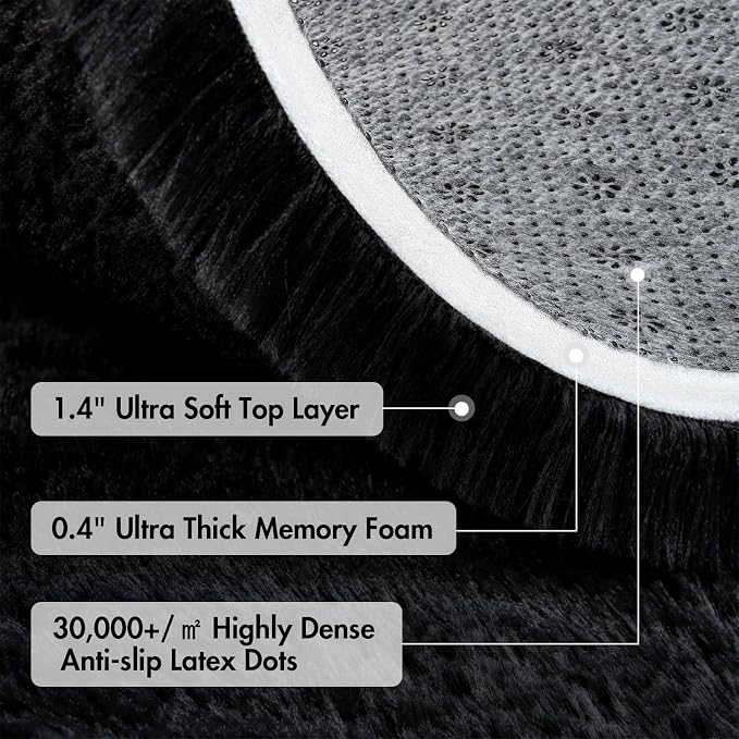 4x6 Ft Shag Black Rugs for Bedroom Living Room, Ultra Soft Fluffy Furry Area - Image 9