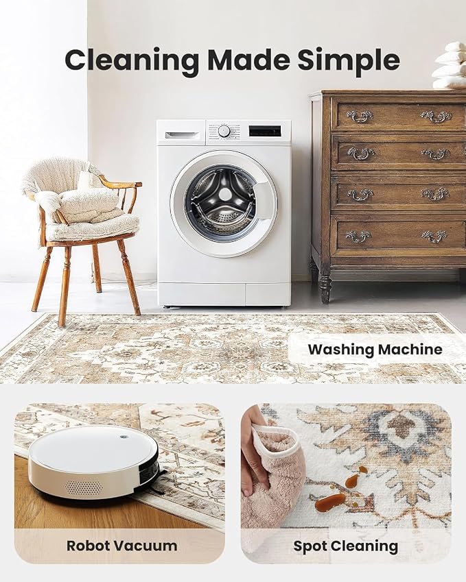 AMADA HOMEFURNISHING 2x4 Washable Area Rug, Low-Profile Entryway Rug - Image 4