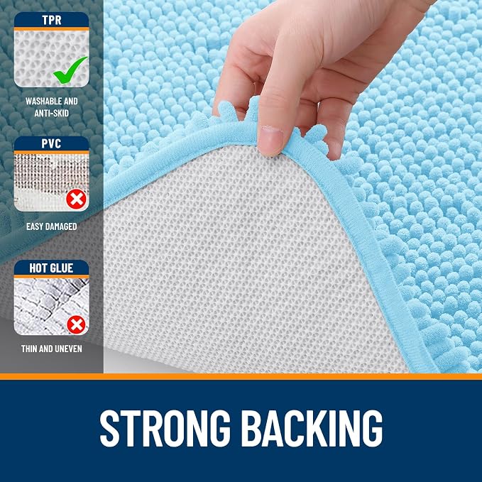OLANLY Bathroom Runner Rugs 59x24, Soft Absorbent Chenille Bath Rugs, Rubber - Image 6