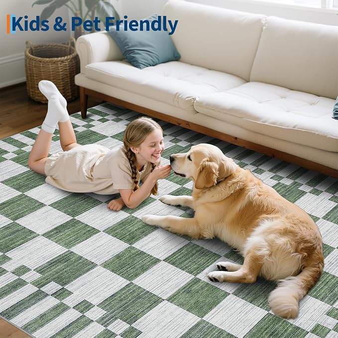 GarveeHome 2.5×10 Kitchen Runner Rug Non Slip, Sage Green Checkered Rug - Image 8