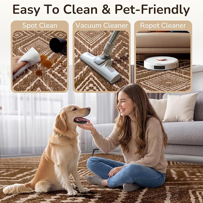 Area Rug 3x5 Rug Low Pile Print Pattern Machine Washable Non-Slip Western Rug - Image 2