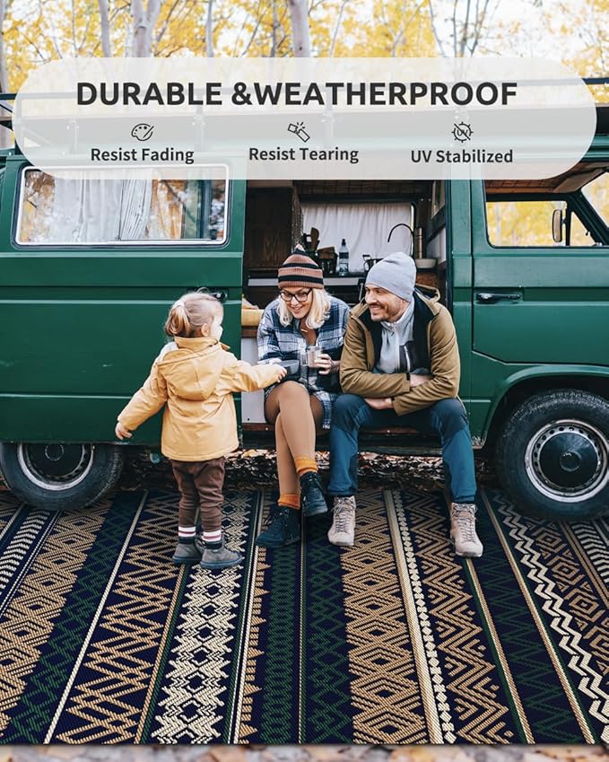 MontVoo Outdoor Rug Carpet Waterproof-Patio Rug Mat 5x8 Reversible RV Outdoor - Image 4