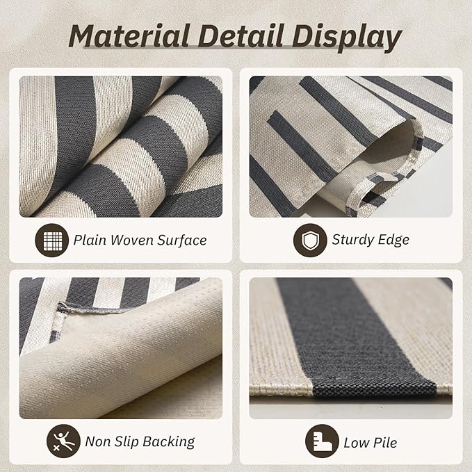 AMOAMI Outdoor Rug Patio Rug 5x8 ft Quick Dry Flatweave Textured Machine - Image 2