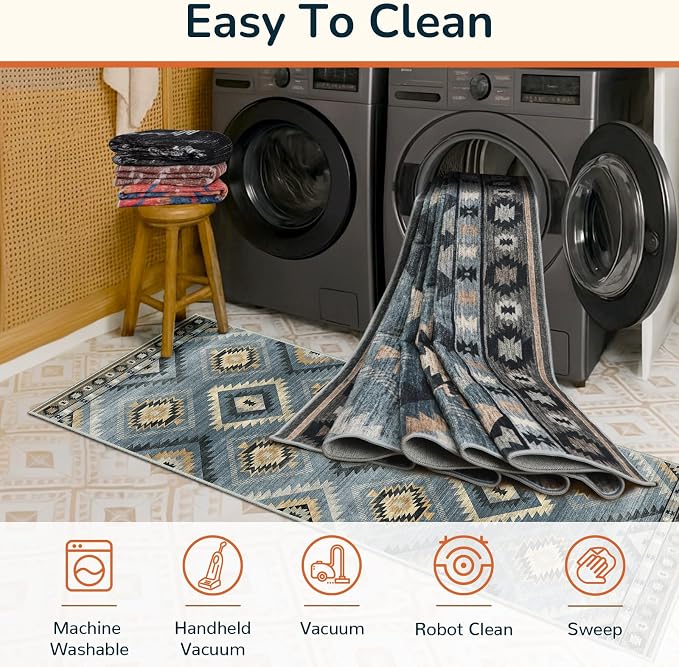 BESTSWEETIE Area Rug 8x10 Rug Machine Washable Non-Slip Low Pile Print Pattern - Image 2